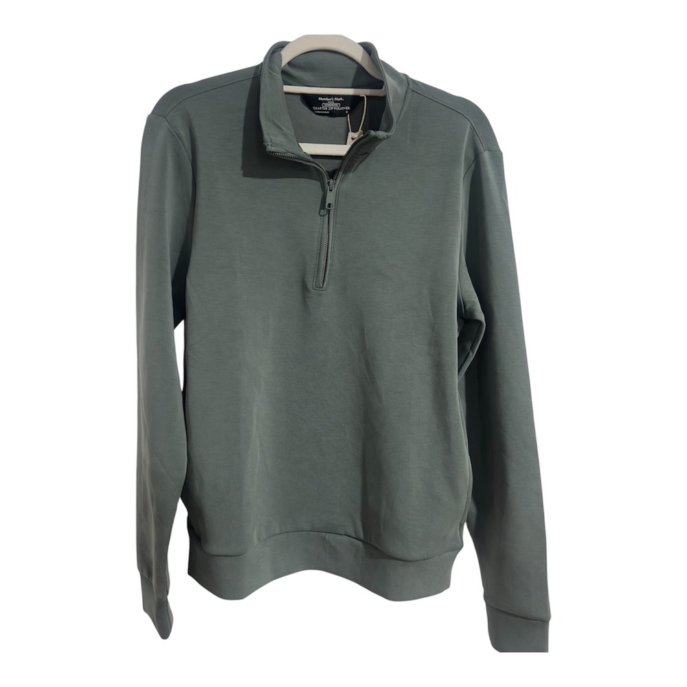 Member's Mark Mens Sandwash Quarter Zip Pullover Sage Green Small New
